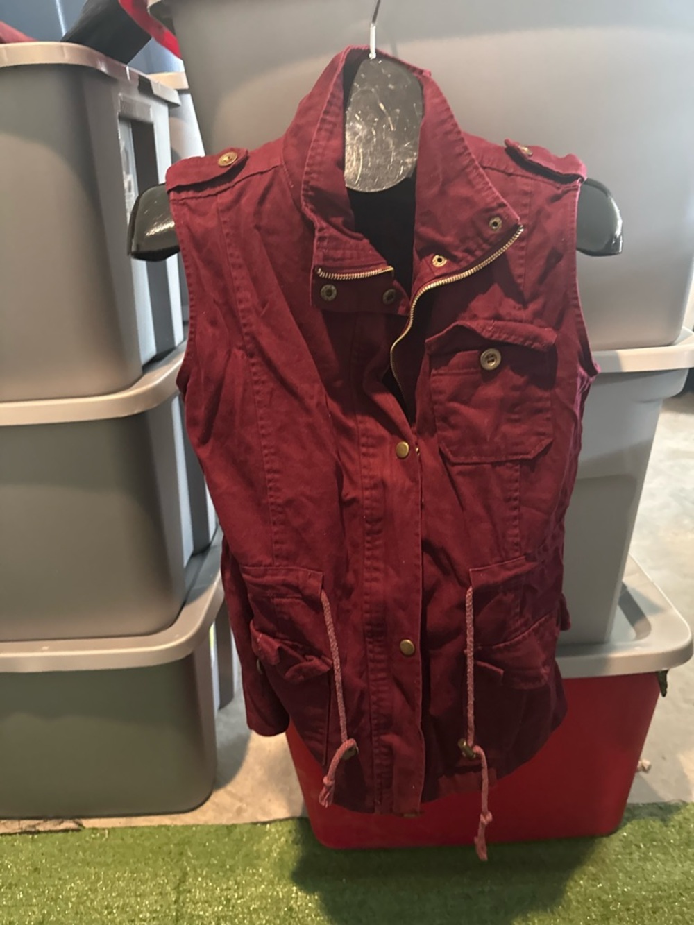 Womens Utility Vest Jacket - Burgundy p27